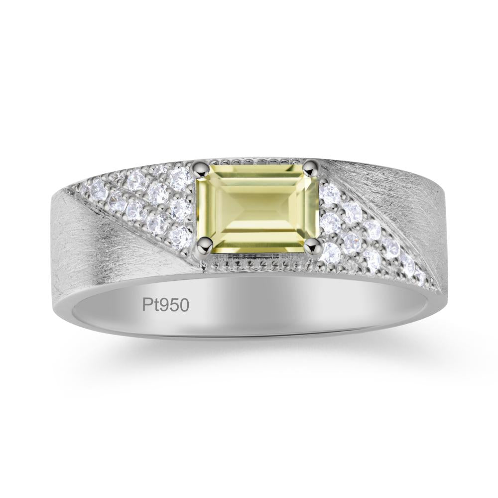 Emerald Cut Garnet Men's Wedding Band Ring - LUO Jewelry #gemstone_Lemon Quartz