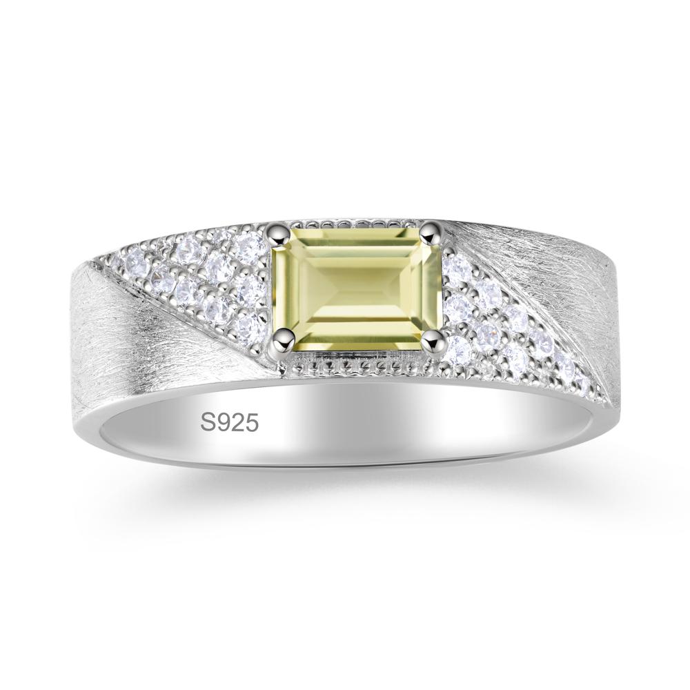 Emerald Cut Alexandrite Men's Wedding Band Ring - LUO Jewelry #gemstone_Lemon Quartz