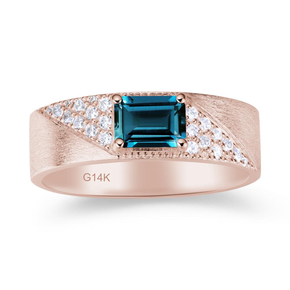 Emerald Cut Alexandrite Men's Wedding Band Ring - LUO Jewelry #gemstone_London Blue Topaz