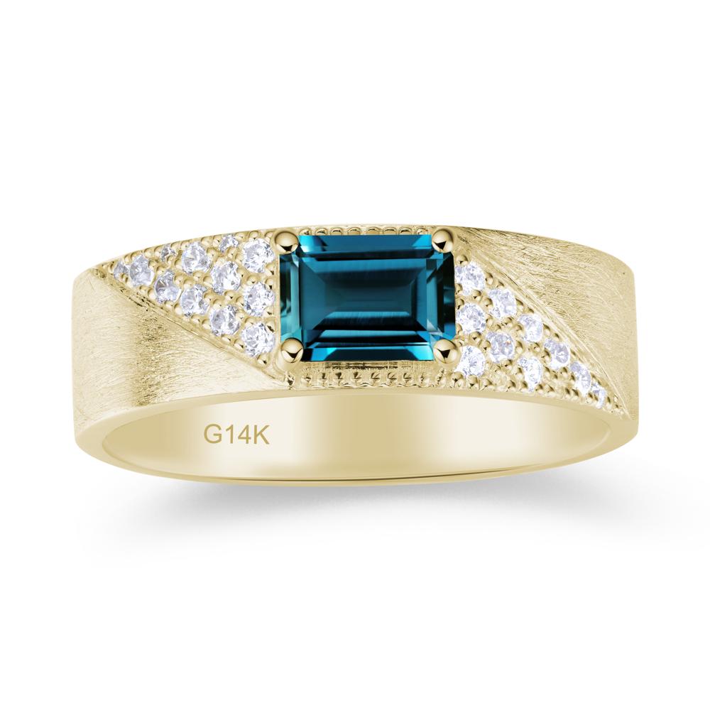 Emerald Cut Alexandrite Men's Wedding Band Ring - LUO Jewelry #gemstone_London Blue Topaz