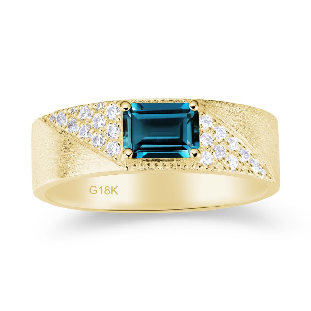 Emerald Cut Garnet Men's Wedding Band Ring - LUO Jewelry #gemstone_London Blue Topaz