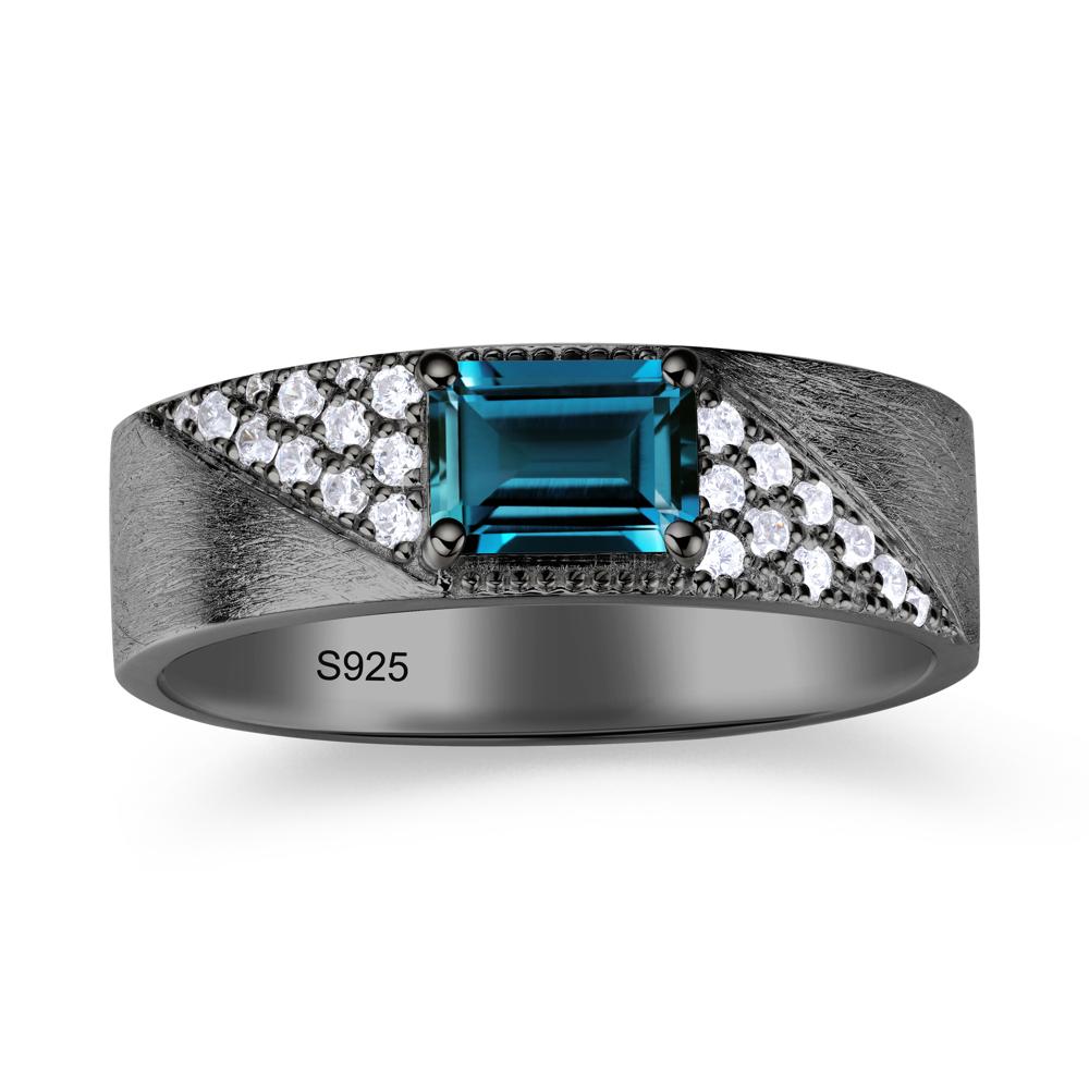 Emerald Cut Alexandrite Men's Wedding Band Ring - LUO Jewelry #gemstone_London Blue Topaz