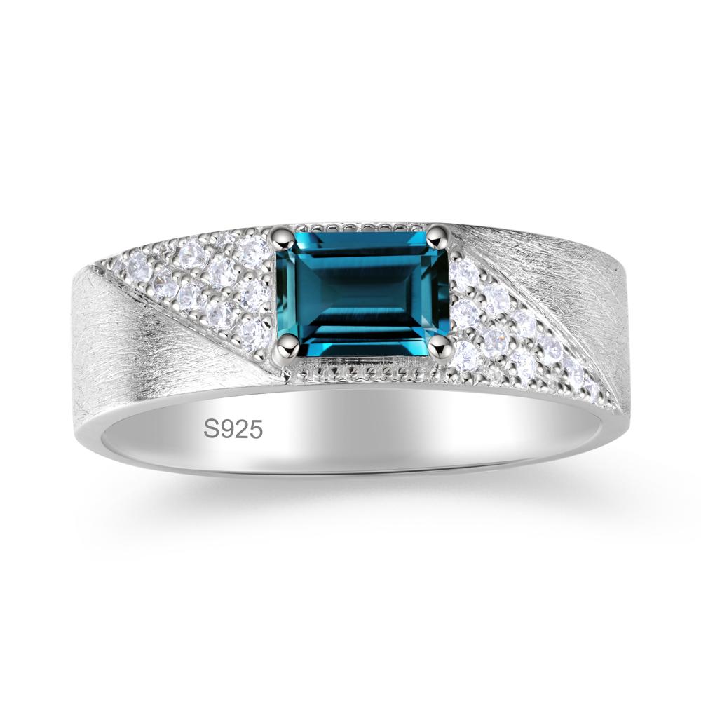 Emerald Cut Alexandrite Men's Wedding Band Ring - LUO Jewelry #gemstone_London Blue Topaz