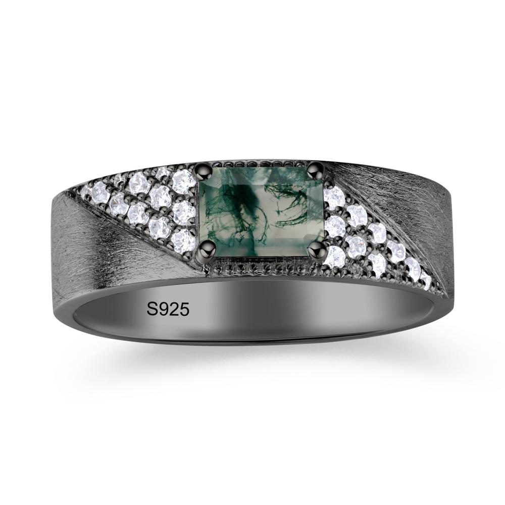 Emerald Cut Alexandrite Men's Wedding Band Ring - LUO Jewelry #gemstone_Moss Agate