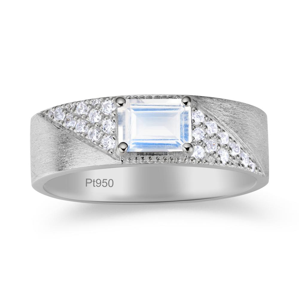 Emerald Cut Garnet Men's Wedding Band Ring - LUO Jewelry #gemstone_Moonstone