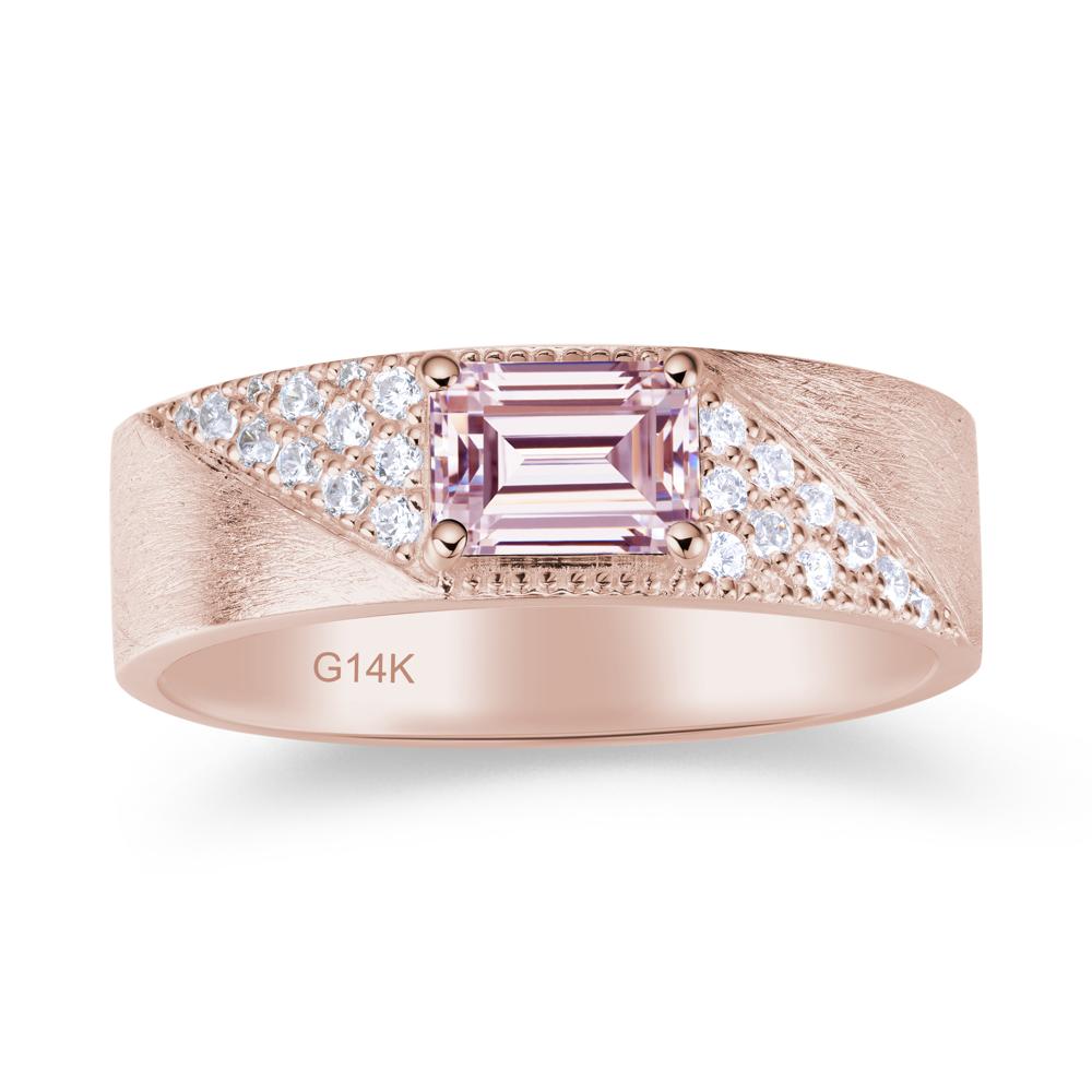 Emerald Cut Alexandrite Men's Wedding Band Ring - LUO Jewelry #gemstone_Pink Cubic Zirconia