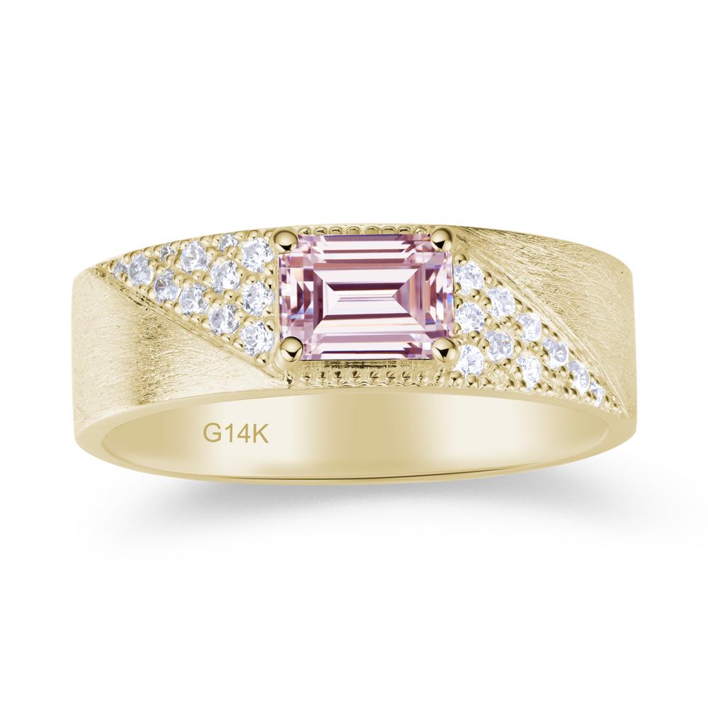 Emerald Cut Alexandrite Men's Wedding Band Ring - LUO Jewelry #gemstone_Pink Cubic Zirconia