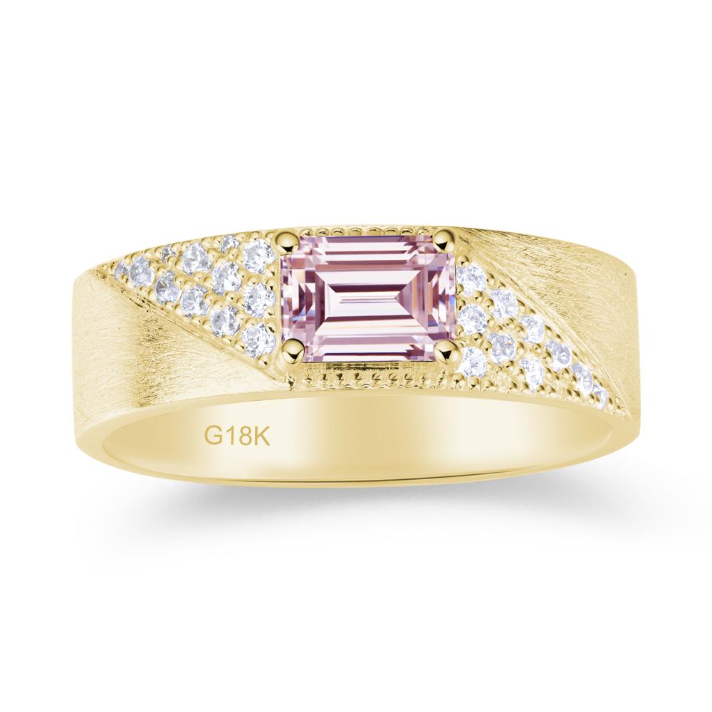 Emerald Cut Garnet Men's Wedding Band Ring - LUO Jewelry #gemstone_Pink Cubic Zirconia