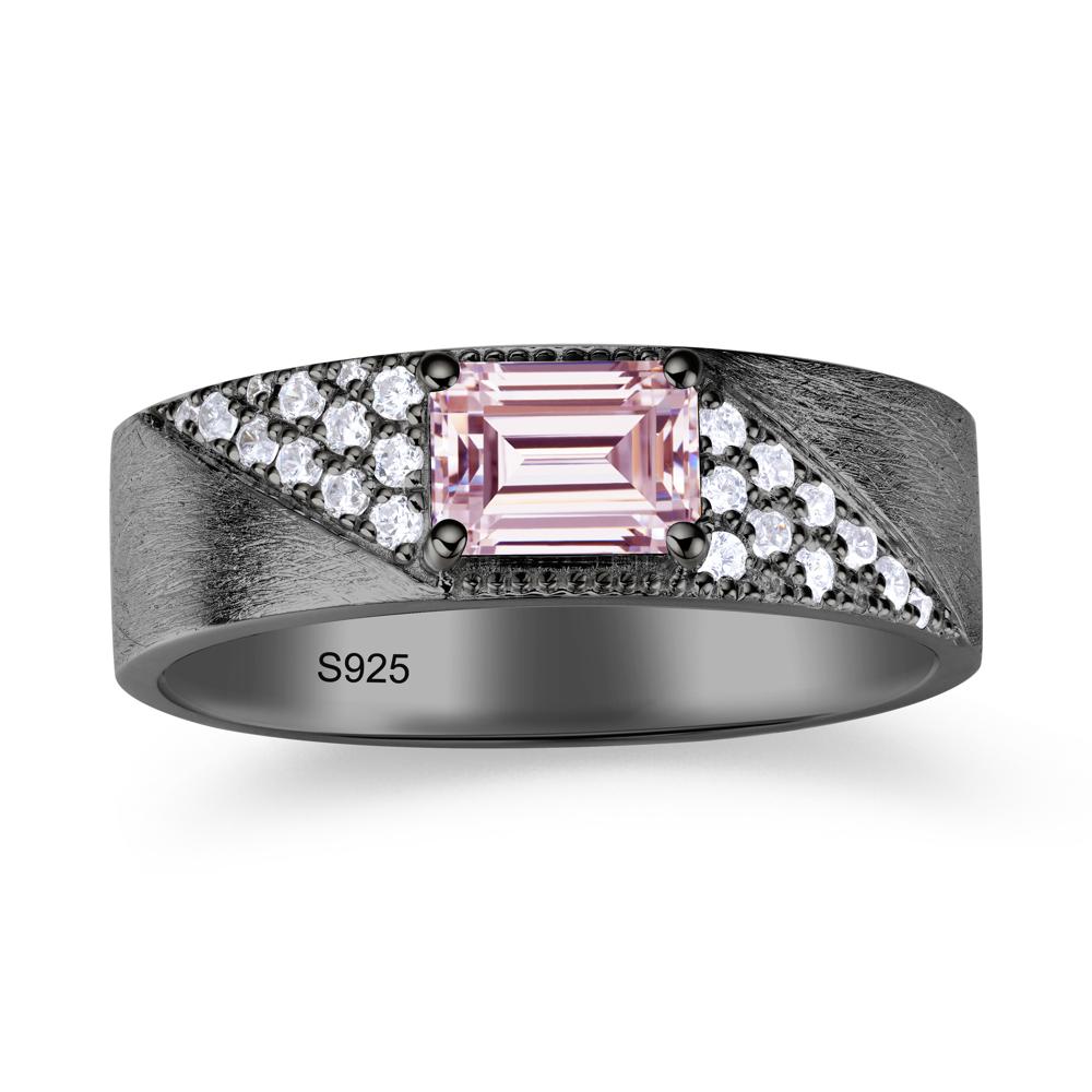 Emerald Cut Alexandrite Men's Wedding Band Ring - LUO Jewelry #gemstone_Pink Cubic Zirconia