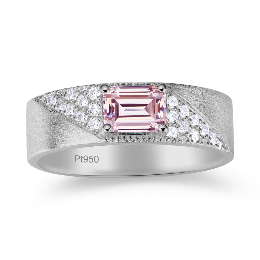 Emerald Cut Garnet Men's Wedding Band Ring - LUO Jewelry #gemstone_Pink Cubic Zirconia