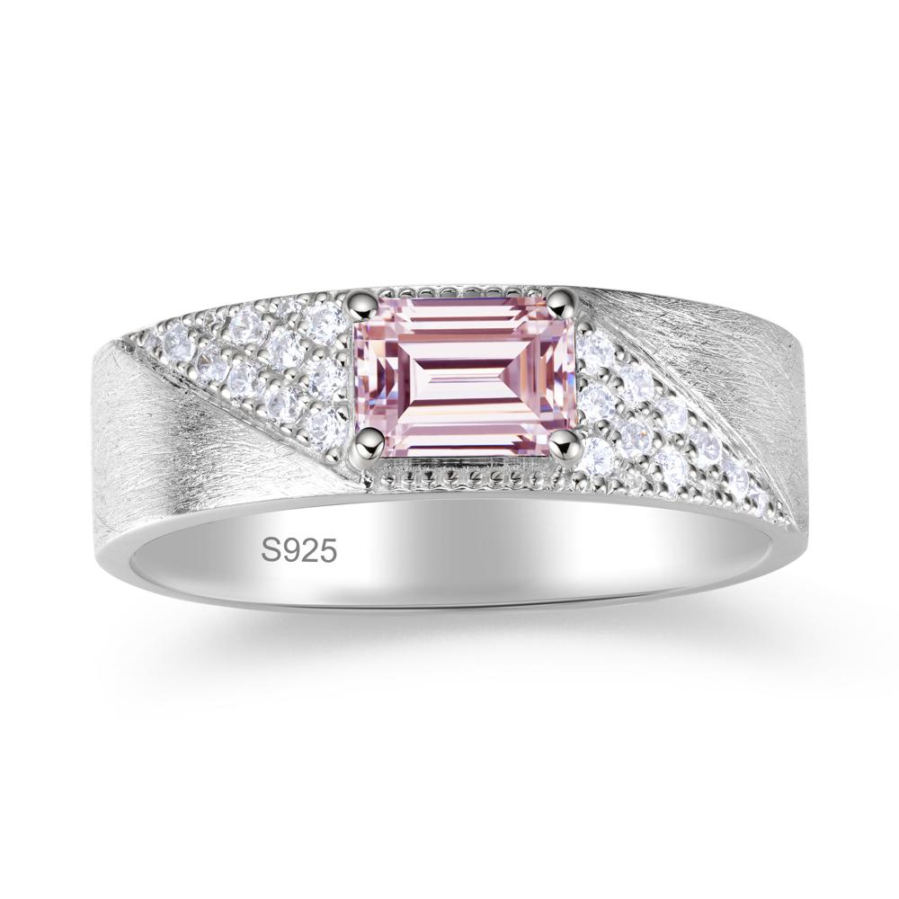 Emerald Cut Alexandrite Men's Wedding Band Ring - LUO Jewelry #gemstone_Pink Cubic Zirconia