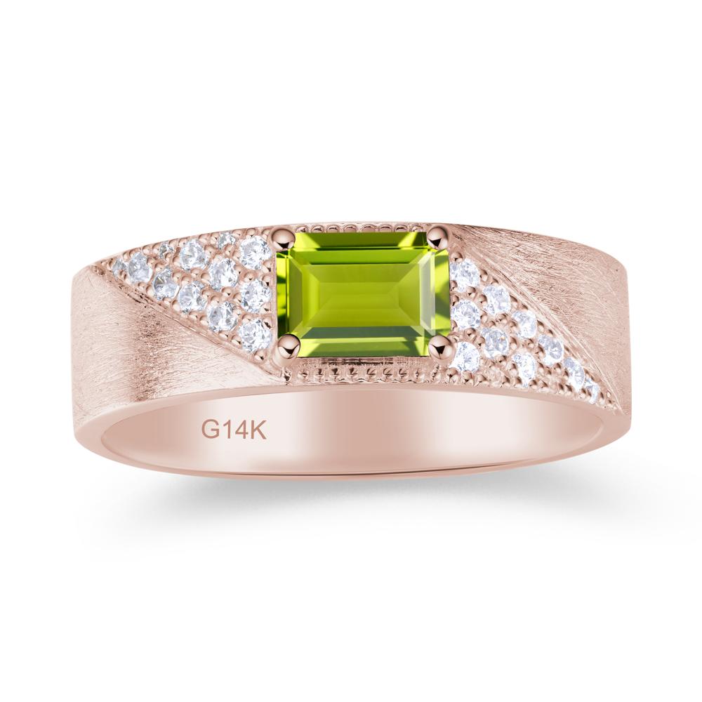 Emerald Cut Alexandrite Men's Wedding Band Ring - LUO Jewelry #gemstone_Peridot
