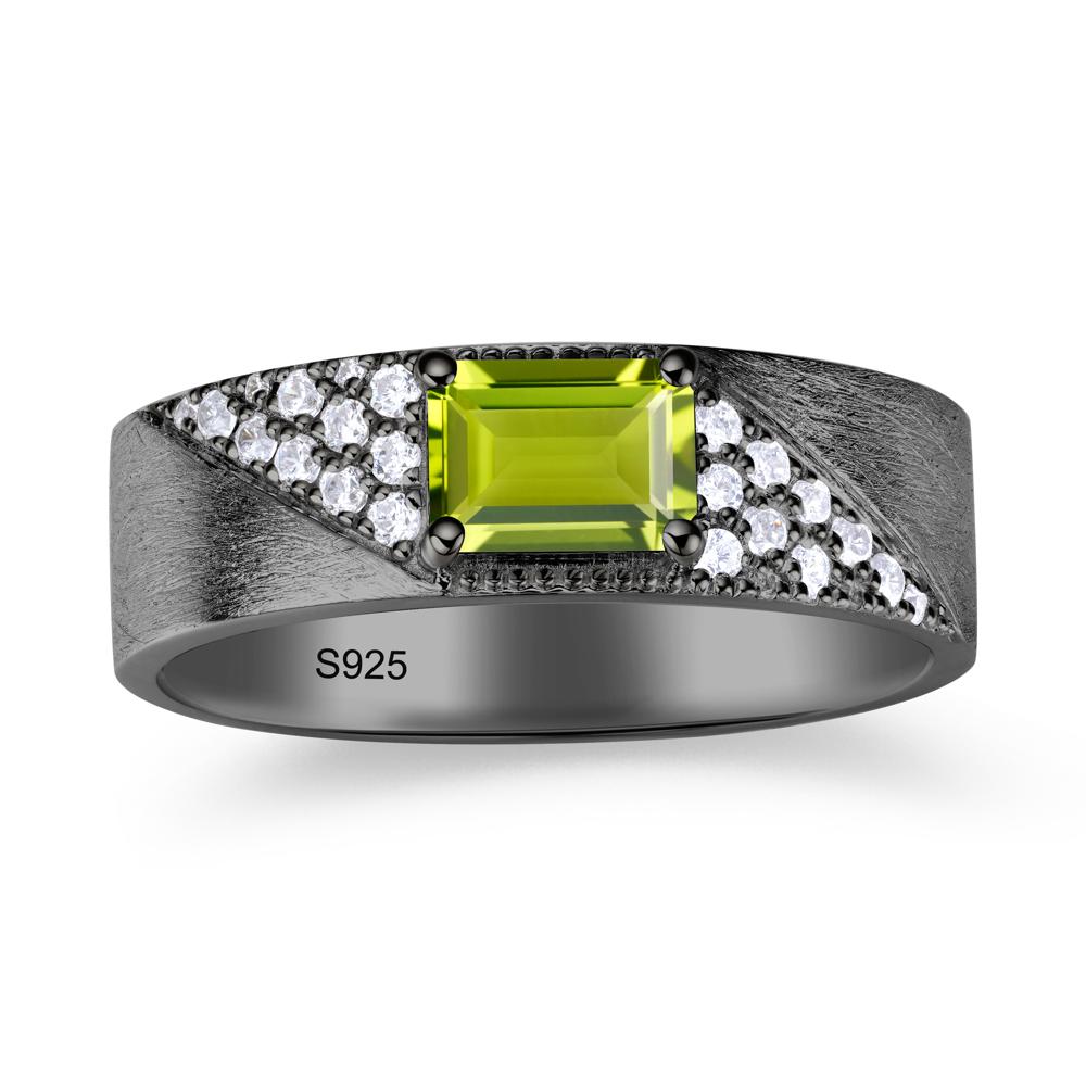 Emerald Cut Alexandrite Men's Wedding Band Ring - LUO Jewelry #gemstone_Peridot