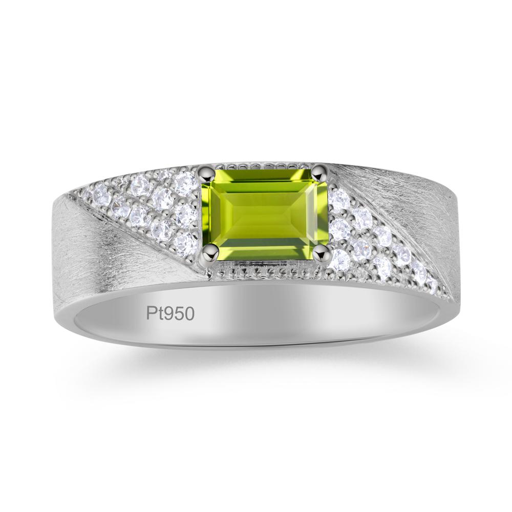 Emerald Cut Garnet Men's Wedding Band Ring - LUO Jewelry #gemstone_Peridot