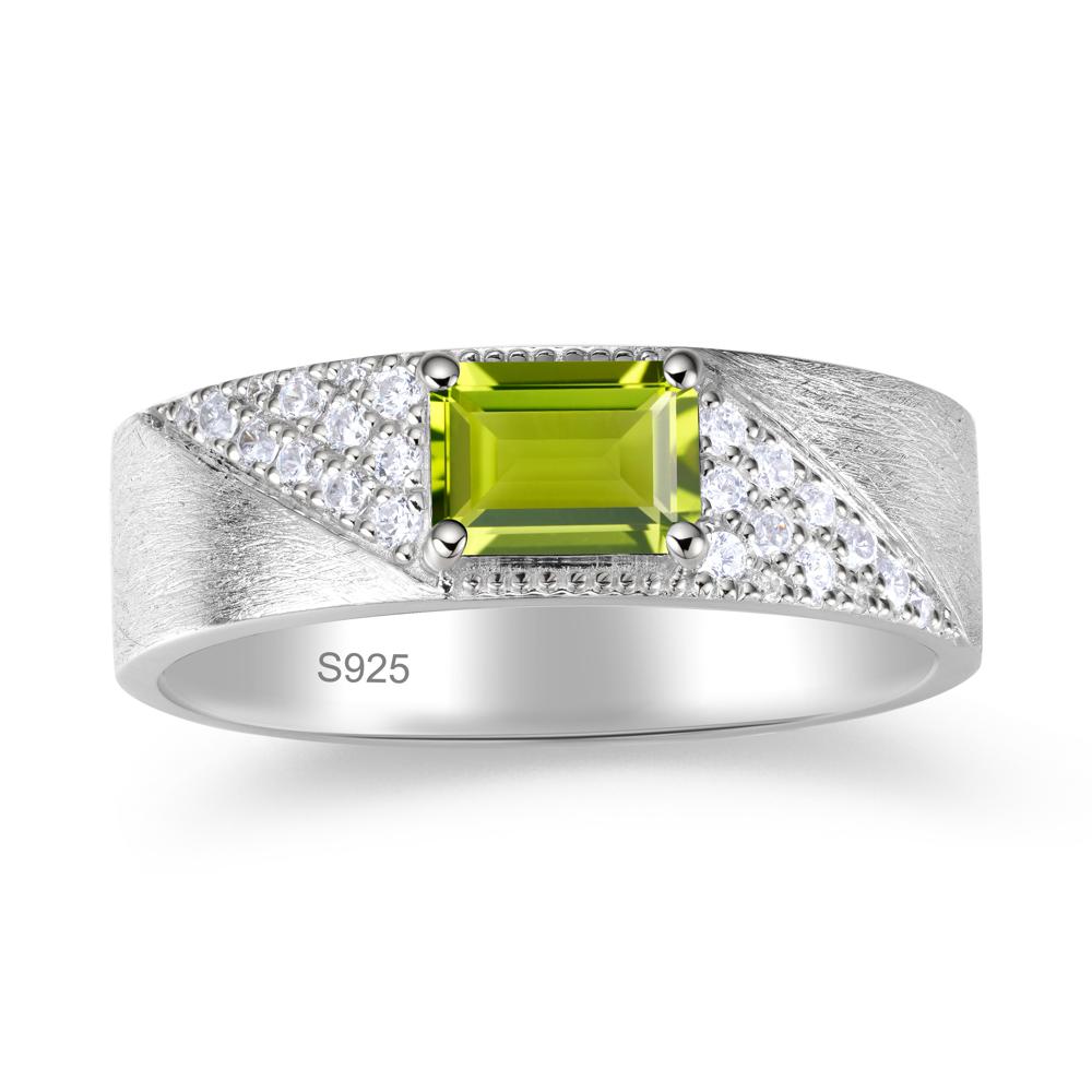 Emerald Cut Alexandrite Men's Wedding Band Ring - LUO Jewelry #gemstone_Peridot