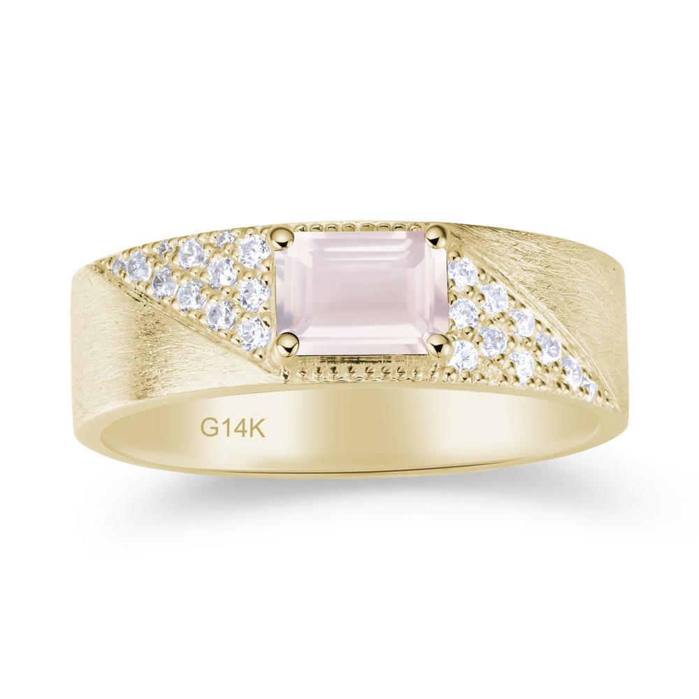Emerald Cut Alexandrite Men's Wedding Band Ring - LUO Jewelry #gemstone_Rose Quartz