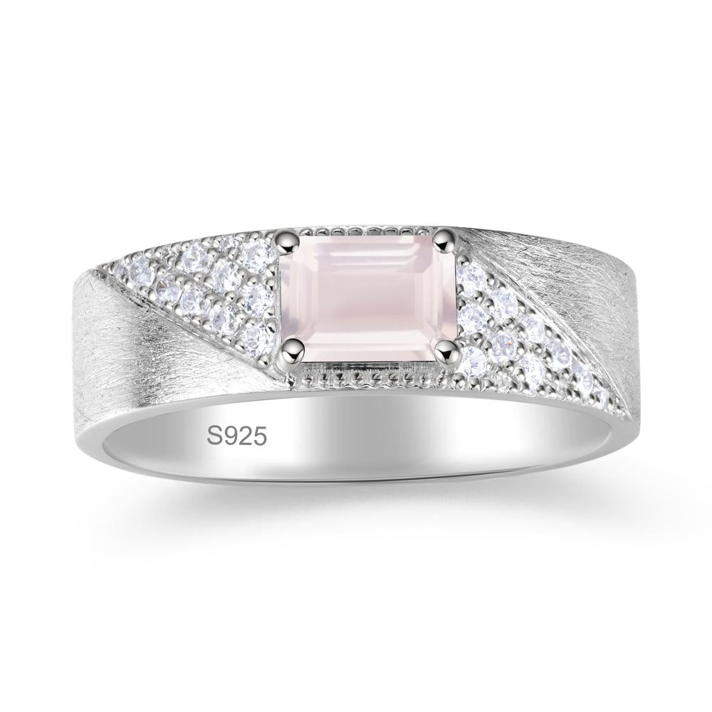 Emerald Cut Alexandrite Men's Wedding Band Ring - LUO Jewelry #gemstone_Rose Quartz