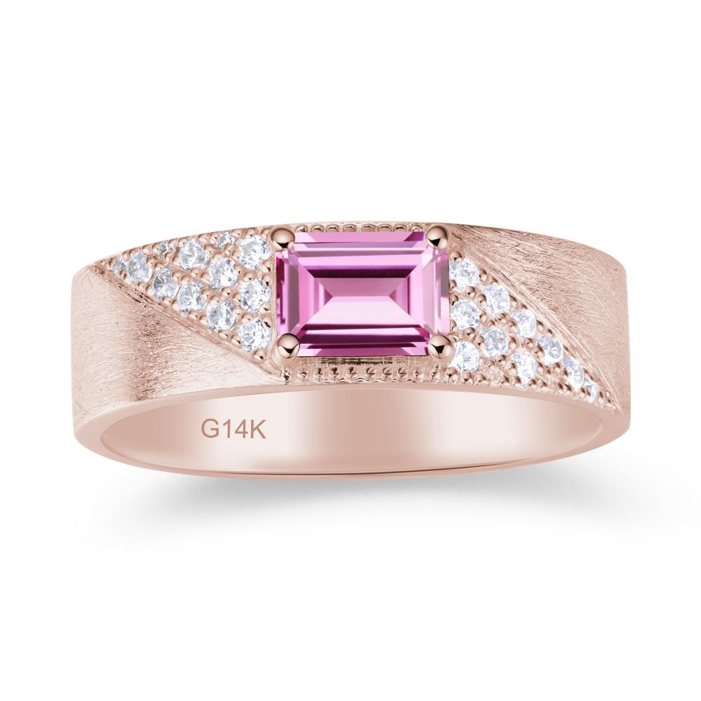 Emerald Cut Alexandrite Men's Wedding Band Ring - LUO Jewelry #gemstone_Pink Sapphire
