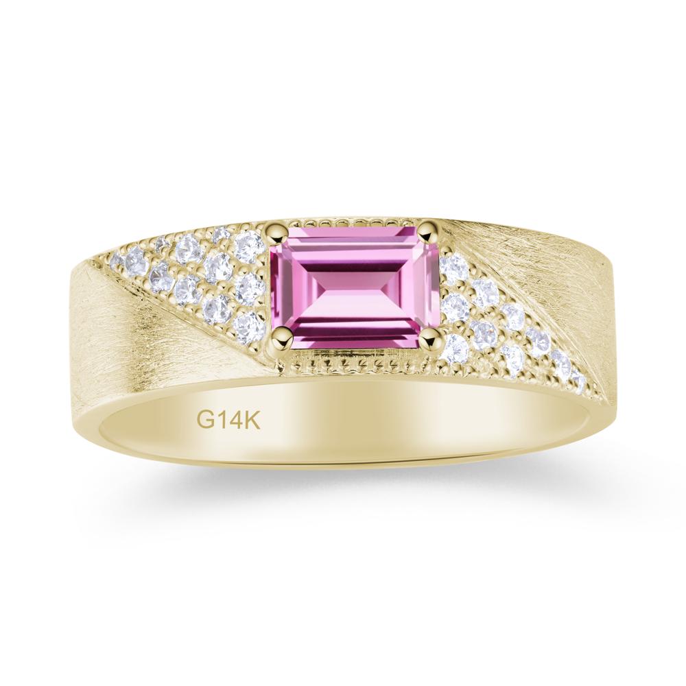 Emerald Cut Alexandrite Men's Wedding Band Ring - LUO Jewelry #gemstone_Pink Sapphire