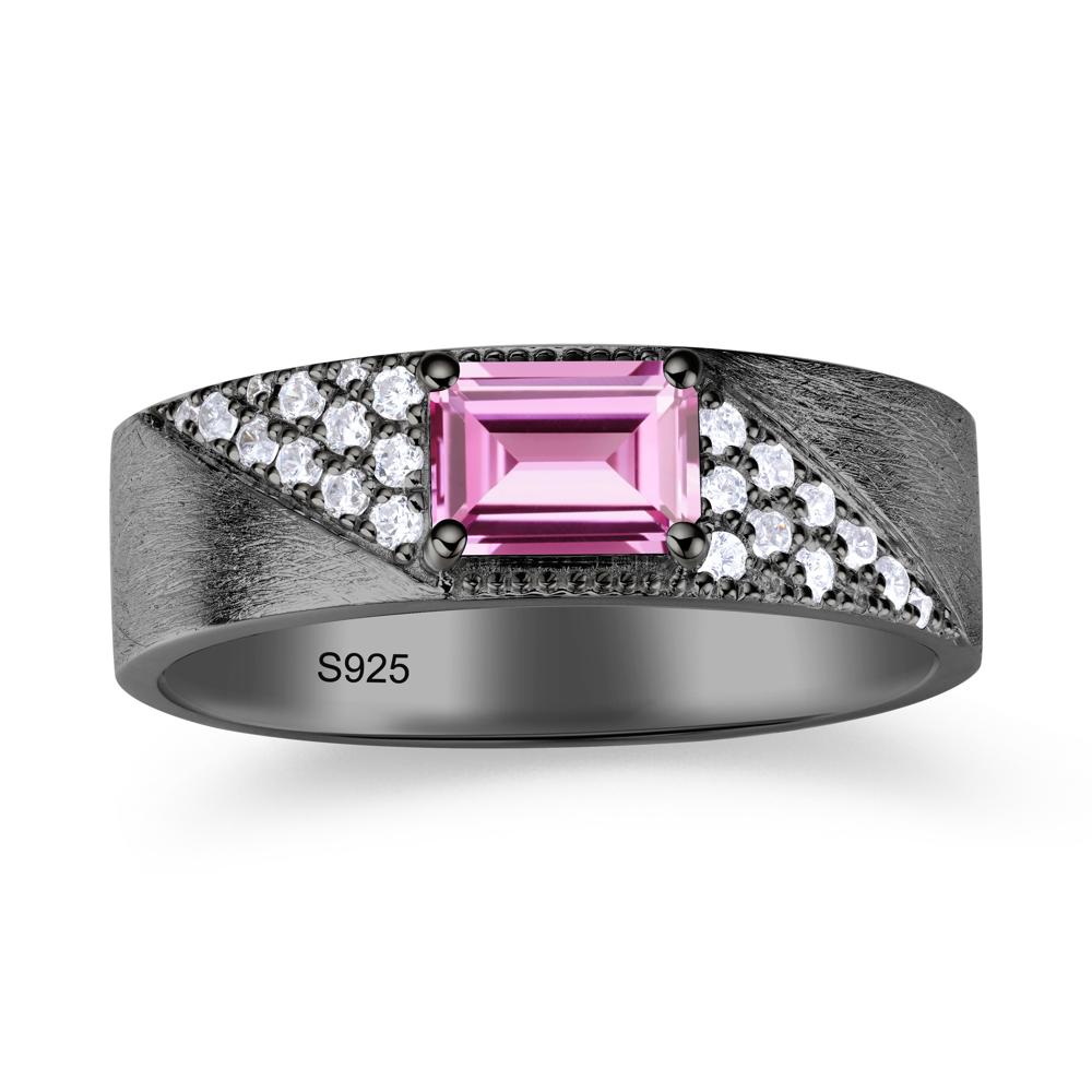 Emerald Cut Alexandrite Men's Wedding Band Ring - LUO Jewelry #gemstone_Pink Sapphire