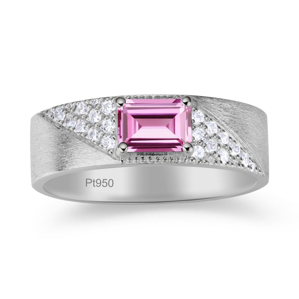 Emerald Cut Garnet Men's Wedding Band Ring - LUO Jewelry #gemstone_Pink Sapphire