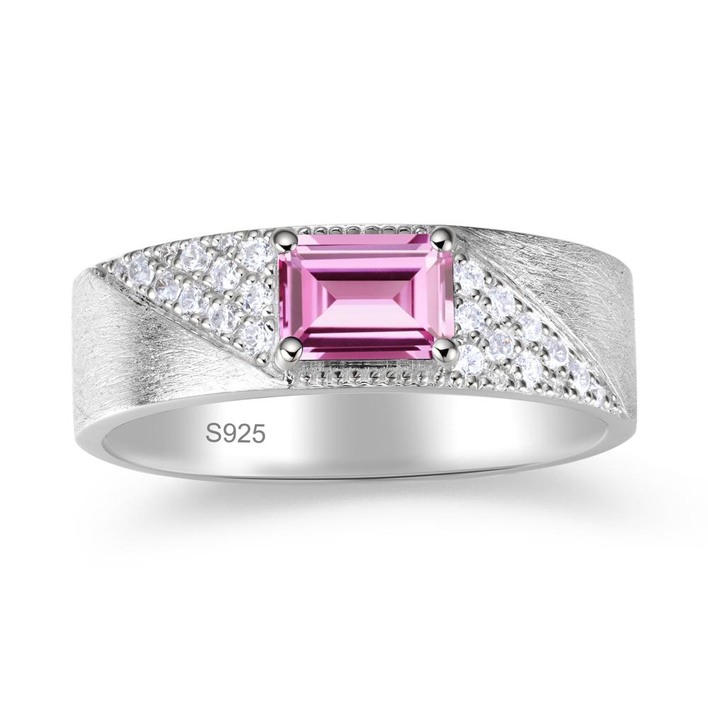 Emerald Cut Alexandrite Men's Wedding Band Ring - LUO Jewelry #gemstone_Pink Sapphire