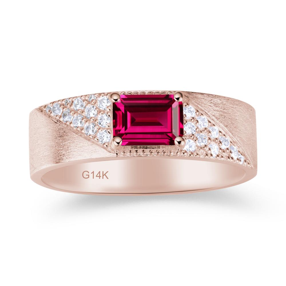 Emerald Cut Alexandrite Men's Wedding Band Ring - LUO Jewelry #gemstone_Ruby