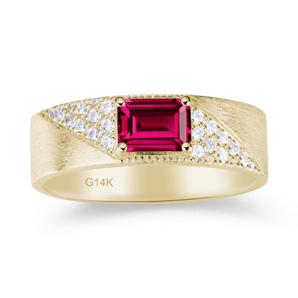 Emerald Cut Alexandrite Men's Wedding Band Ring - LUO Jewelry #gemstone_Ruby