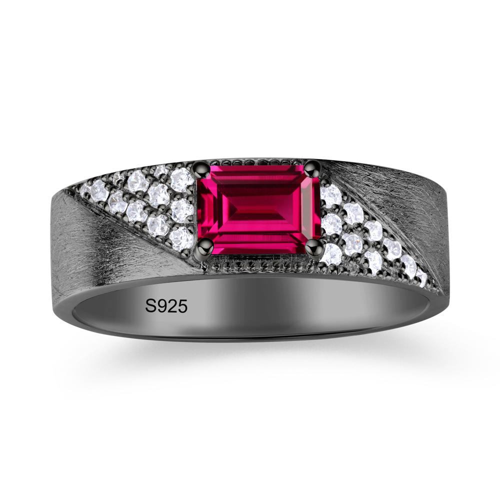 Emerald Cut Alexandrite Men's Wedding Band Ring - LUO Jewelry #gemstone_Ruby