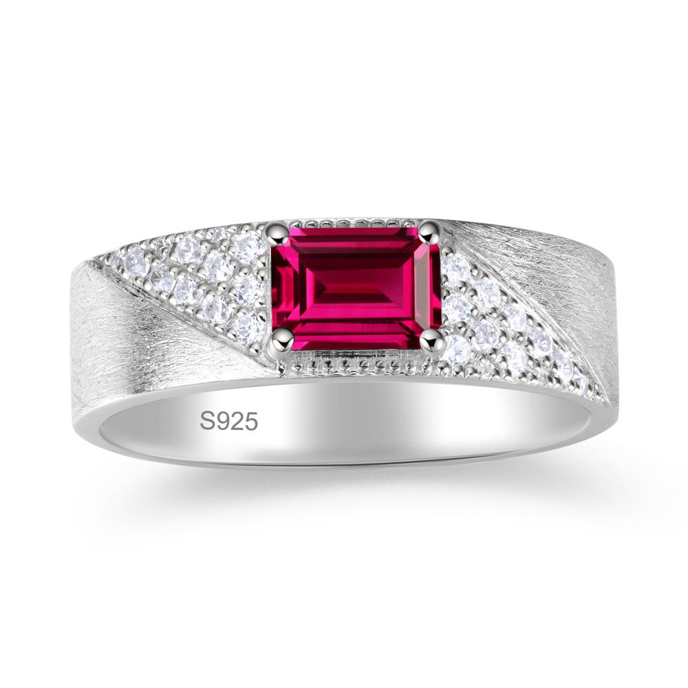 Emerald Cut Alexandrite Men's Wedding Band Ring - LUO Jewelry #gemstone_Ruby