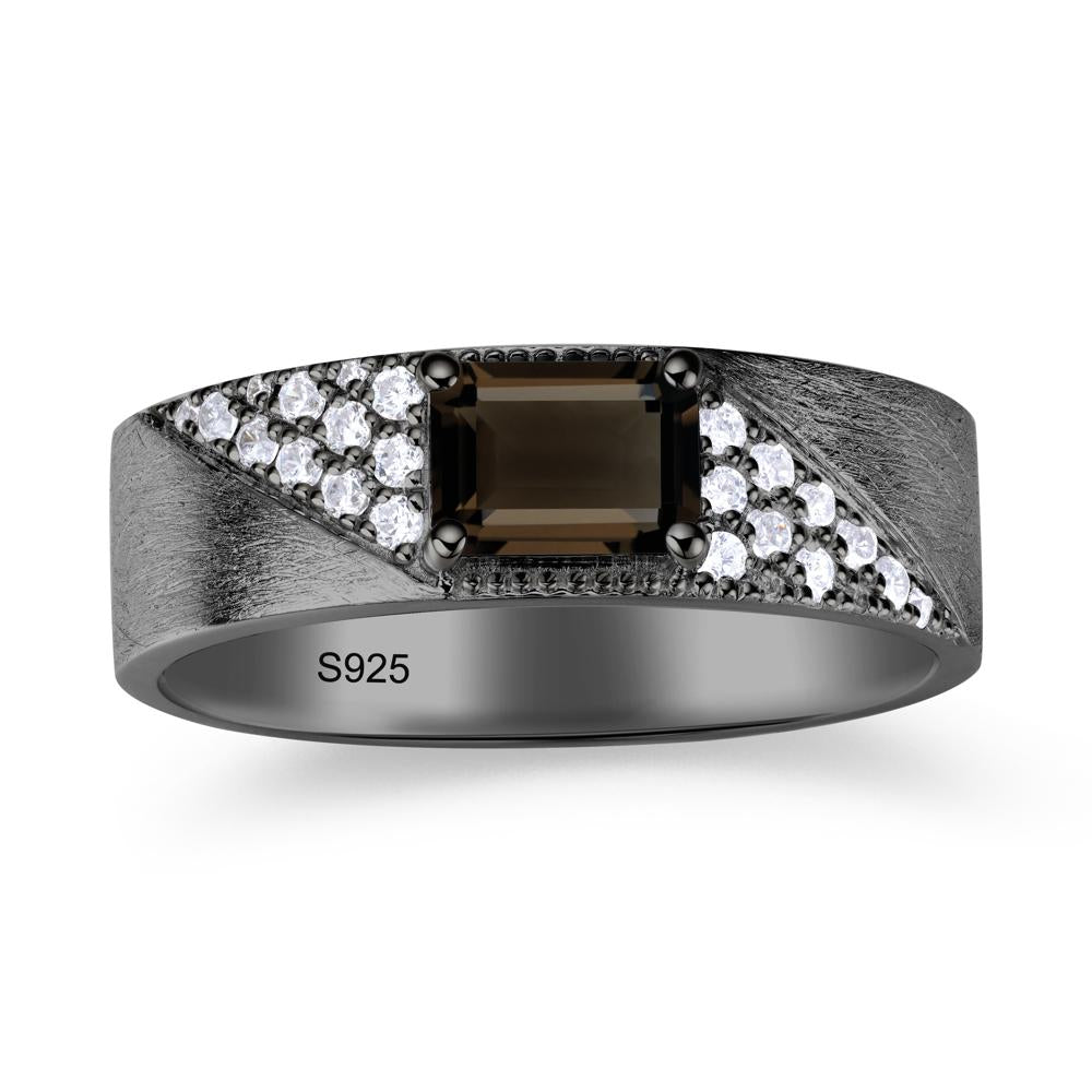 Emerald Cut Alexandrite Men's Wedding Band Ring - LUO Jewelry #gemstone_Smoky Quartz