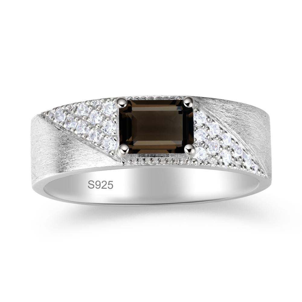 Emerald Cut Alexandrite Men's Wedding Band Ring - LUO Jewelry #gemstone_Smoky Quartz