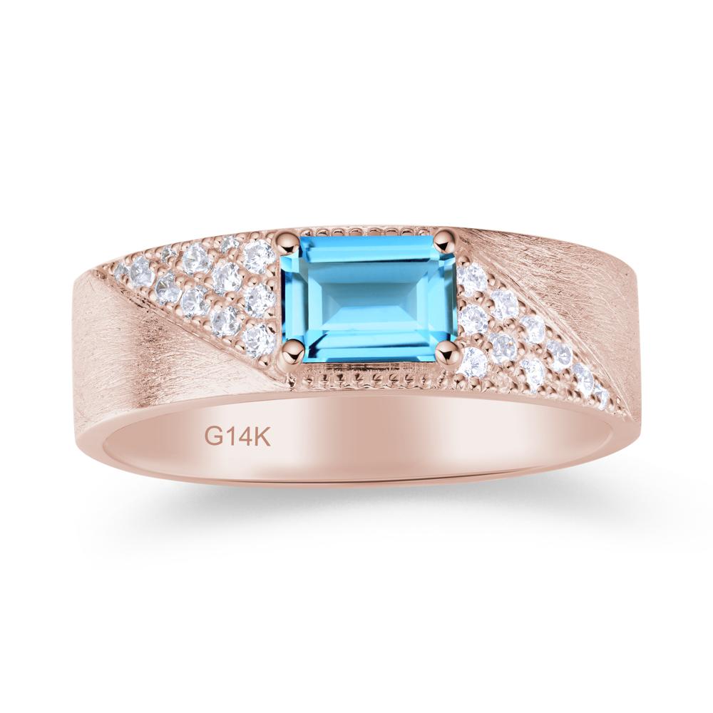 Emerald Cut Alexandrite Men's Wedding Band Ring - LUO Jewelry #gemstone_Swiss Blue Topaz