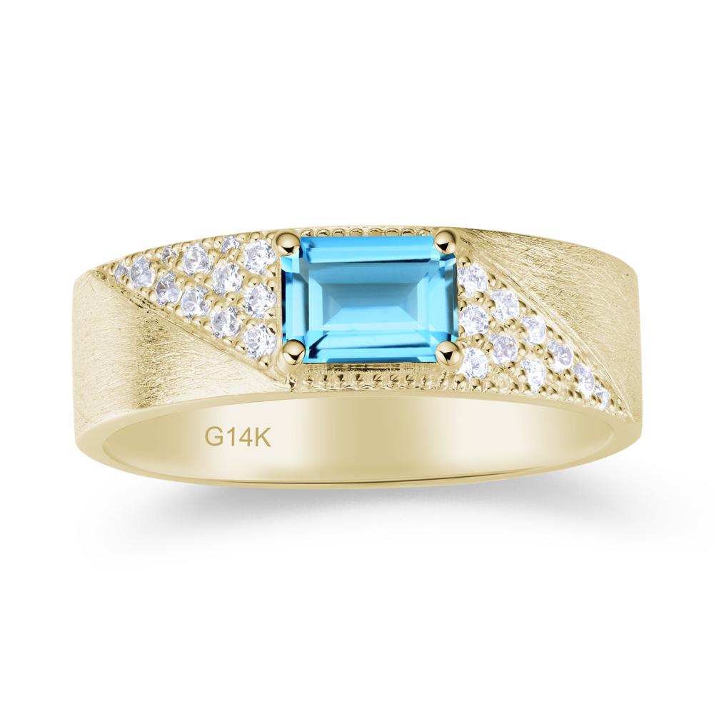 Emerald Cut Garnet Men's Wedding Band Ring - LUO Jewelry #gemstone_Swiss Blue Topaz