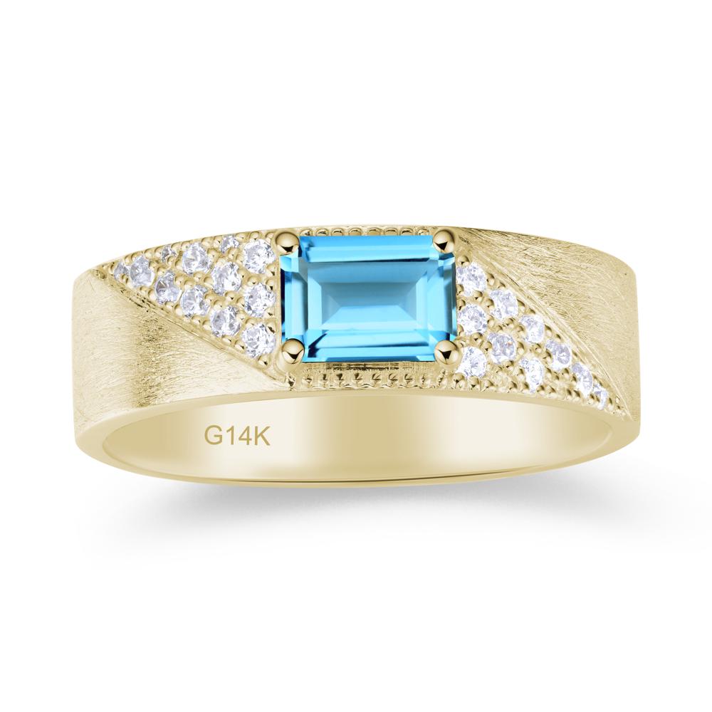 Emerald Cut Alexandrite Men's Wedding Band Ring - LUO Jewelry #gemstone_Swiss Blue Topaz