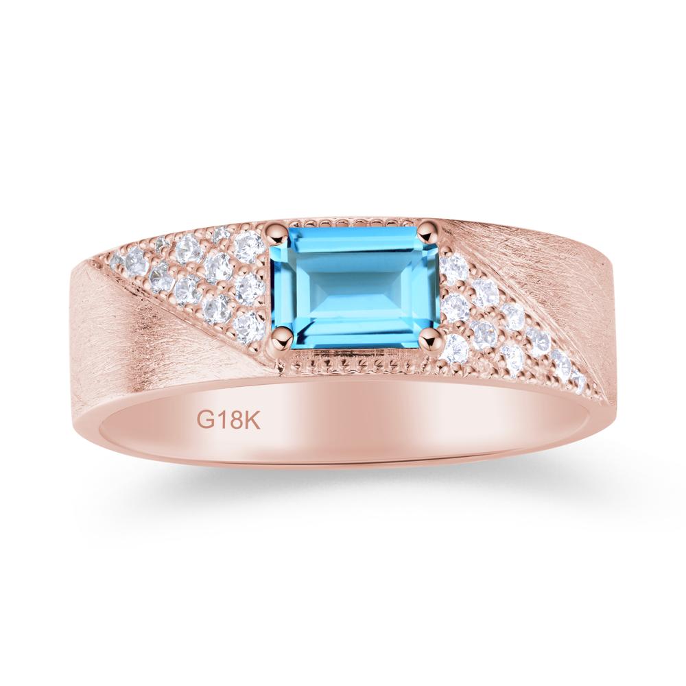 Emerald Cut Garnet Men's Wedding Band Ring - LUO Jewelry #gemstone_Swiss Blue Topaz