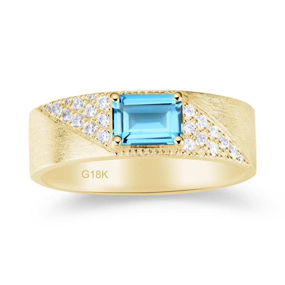 Emerald Cut Garnet Men's Wedding Band Ring - LUO Jewelry #gemstone_Swiss Blue Topaz