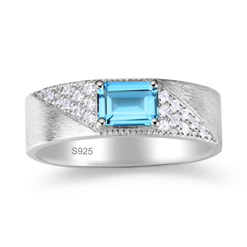 Emerald Cut Alexandrite Men's Wedding Band Ring - LUO Jewelry #gemstone_Swiss Blue Topaz