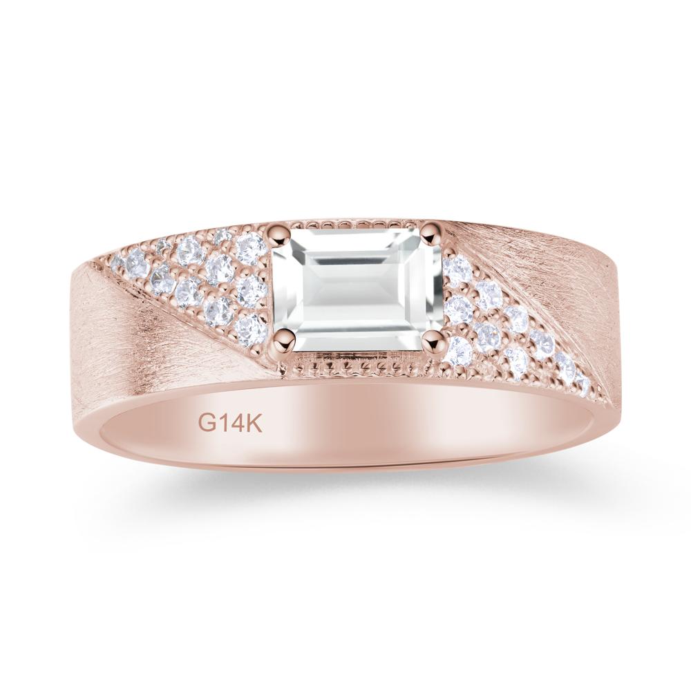 Emerald Cut Alexandrite Men's Wedding Band Ring - LUO Jewelry #gemstone_White Topaz