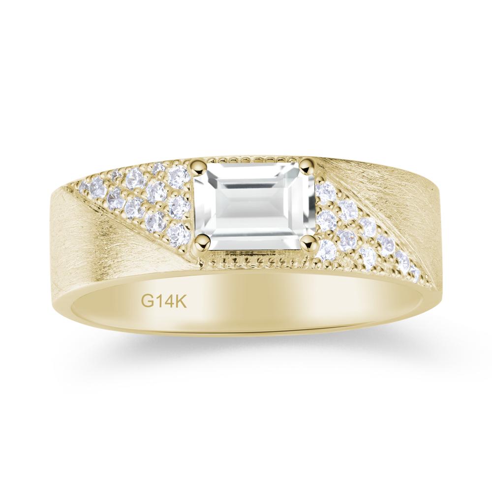 Emerald Cut Alexandrite Men's Wedding Band Ring - LUO Jewelry #gemstone_White Topaz