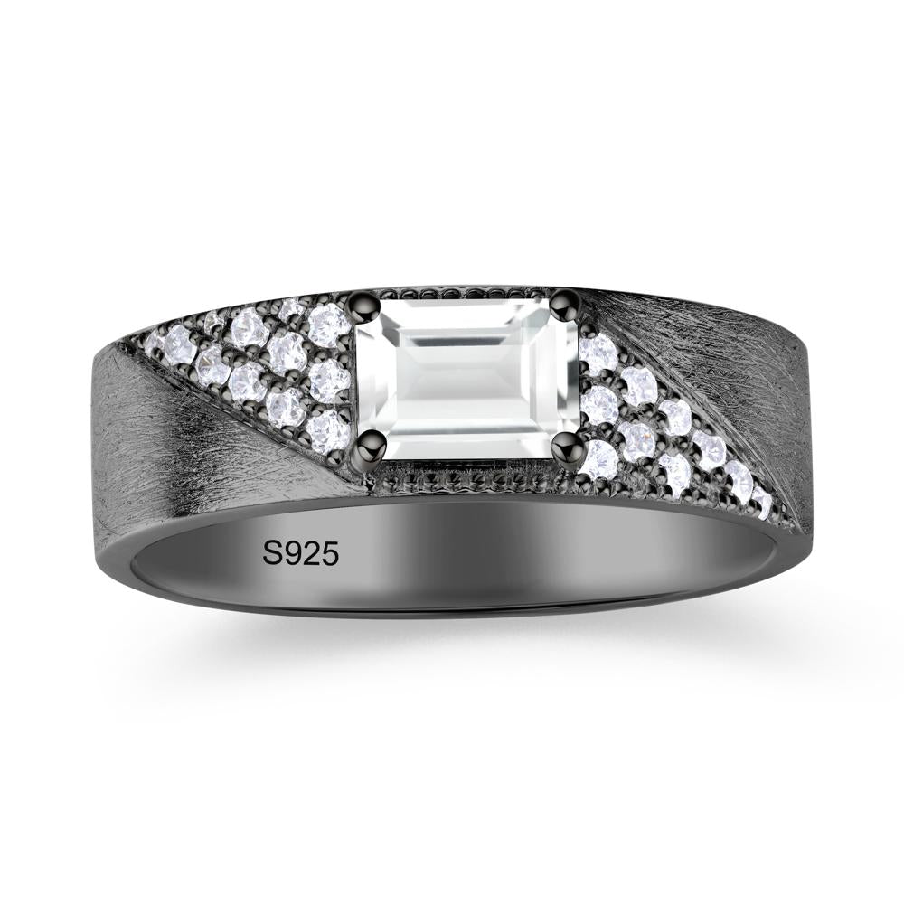 Emerald Cut Garnet Men's Wedding Band Ring - LUO Jewelry #gemstone_White Topaz