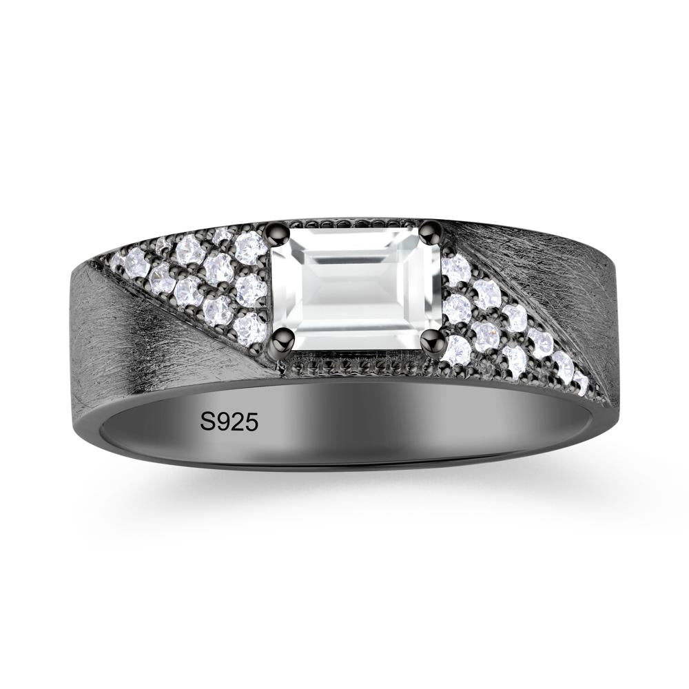 Emerald Cut Alexandrite Men's Wedding Band Ring - LUO Jewelry #gemstone_White Topaz