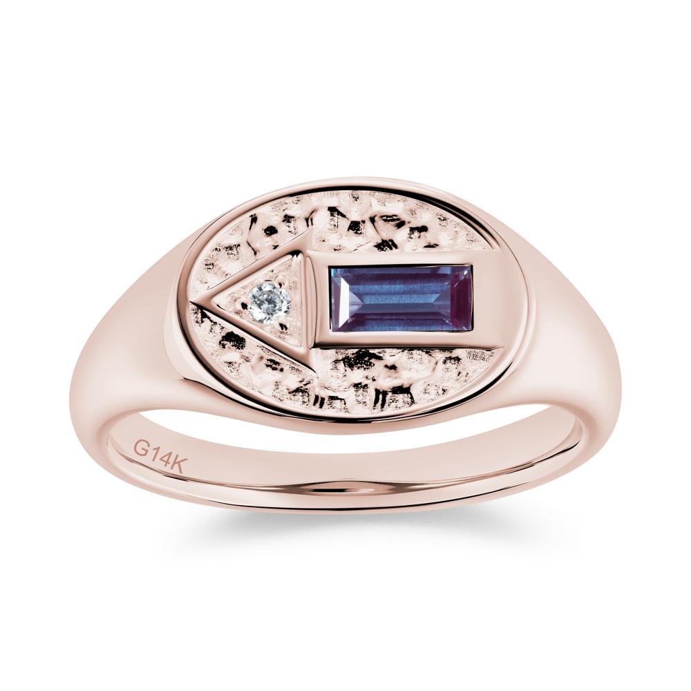 Men's Hammered Sapphire Baguette Ring - LUO Jewelry #gemstone_Alexandrite