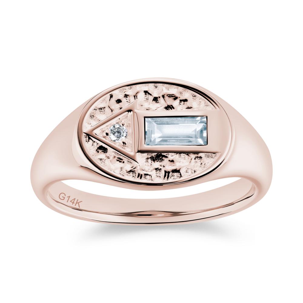 Men's Hammered Sapphire Baguette Ring - LUO Jewelry #gemstone_Aquamarine