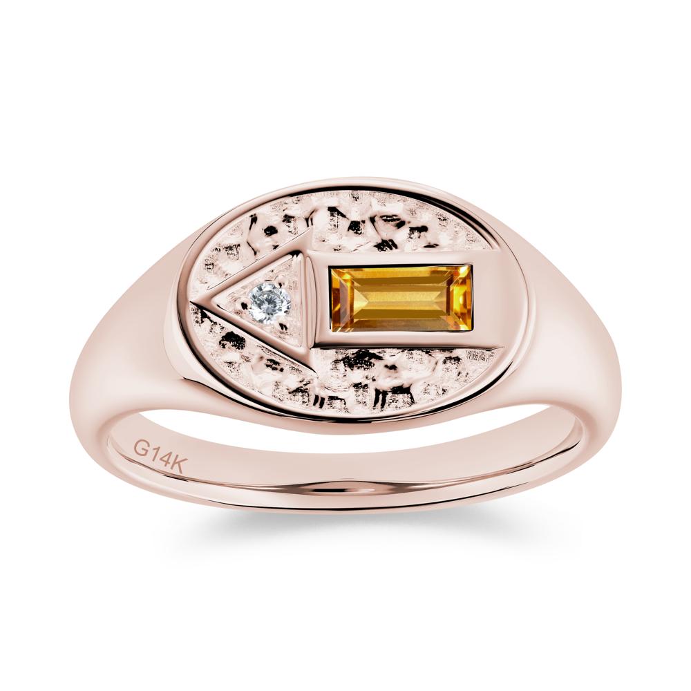 Men's Hammered Sapphire Baguette Ring - LUO Jewelry #gemstone_Citrine