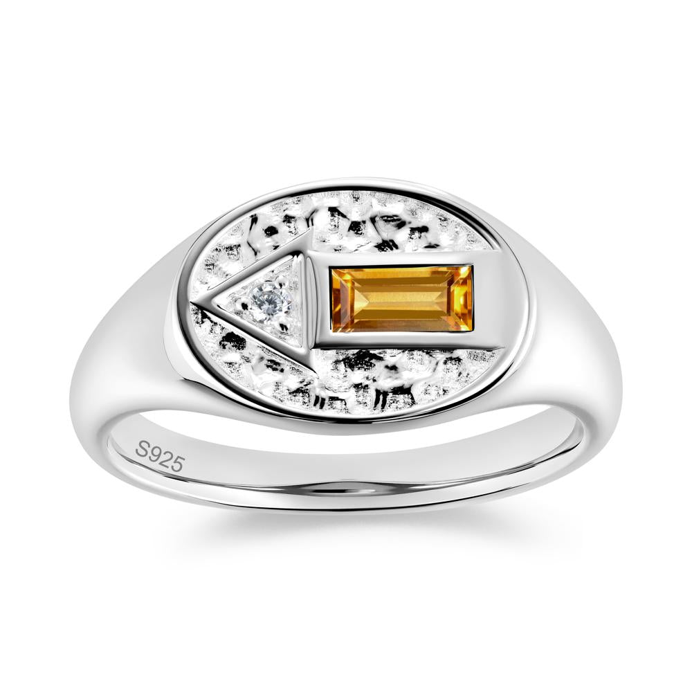 Men's Hammered Sapphire Baguette Ring - LUO Jewelry #gemstone_Citrine