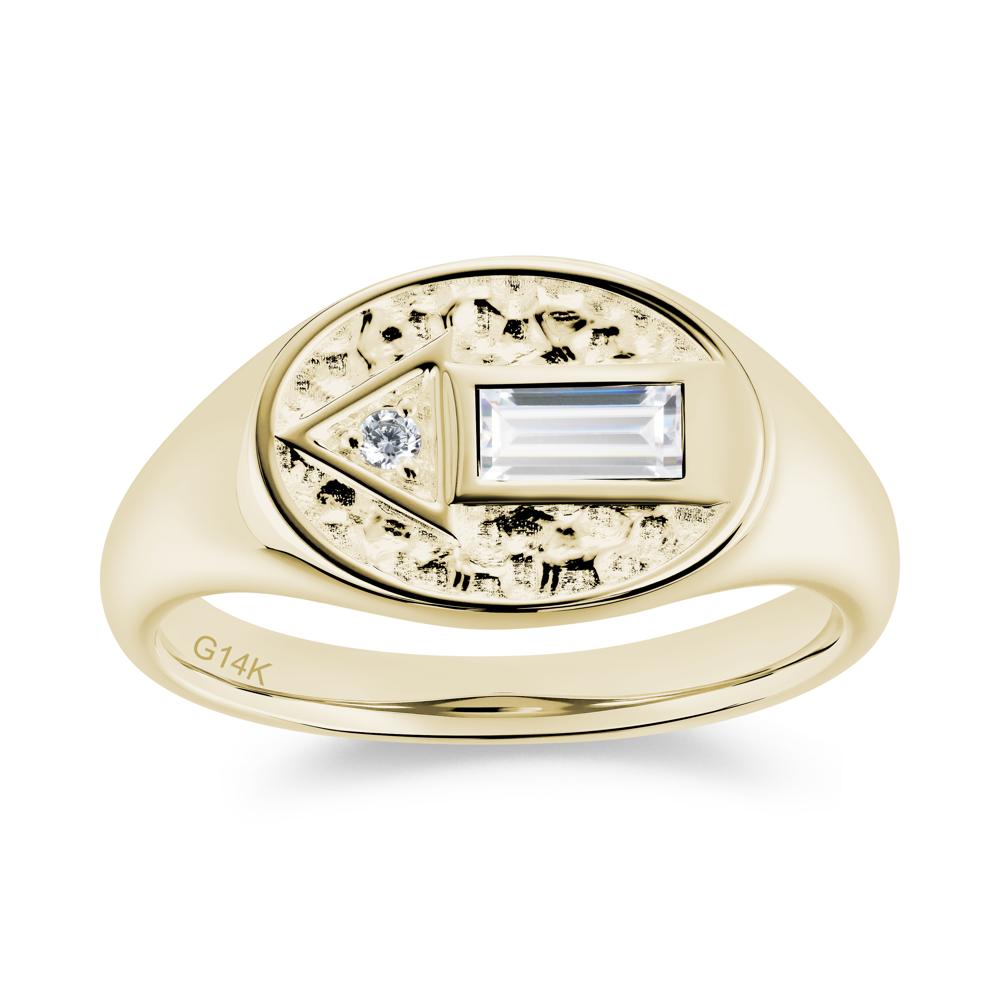 Men's Hammered Sapphire Baguette Ring - LUO Jewelry #gemstone_Cubic Zirconia