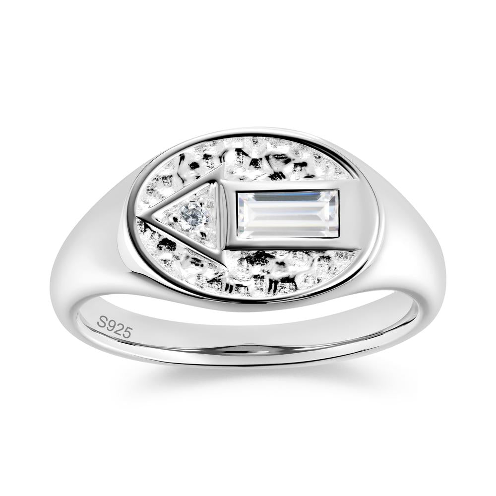 Men's Hammered Sapphire Baguette Ring - LUO Jewelry #gemstone_Cubic Zirconia