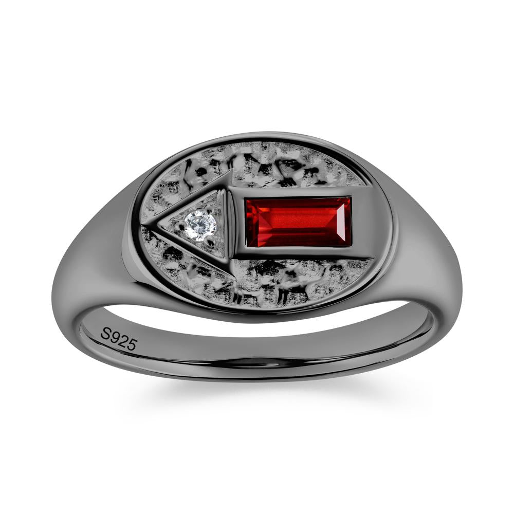 Men's Hammered Sapphire Baguette Ring - LUO Jewelry #gemstone_Garnet