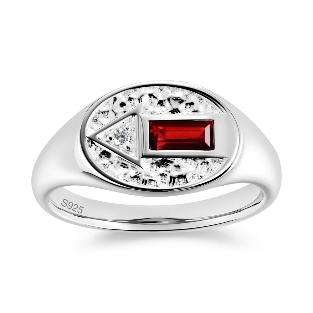 Men's Hammered Sapphire Baguette Ring - LUO Jewelry #gemstone_Garnet